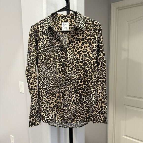 The Shirt By Rochelle Behrens Leopard Button Down Cheetah Size Small Minimalist - Picture 2 of 6